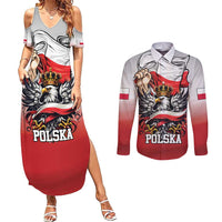 Poland Independence Day Couples Matching Summer Maxi Dress and Long Sleeve Button Shirt Polska White Eagle and Flag Style - Wonder Print Shop