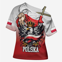Poland Independence Day Cross Shoulder Shirt Polska White Eagle and Flag Style - Wonder Print Shop