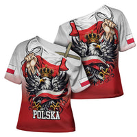 Poland Independence Day Cross Shoulder Shirt Polska White Eagle and Flag Style - Wonder Print Shop