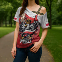 Poland Independence Day Cross Shoulder Shirt Polska White Eagle and Flag Style - Wonder Print Shop