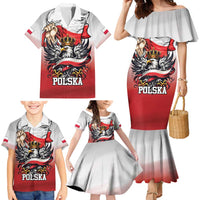 Poland Independence Day Family Matching Mermaid Dress and Hawaiian Shirt Polska White Eagle and Flag Style - Wonder Print Shop