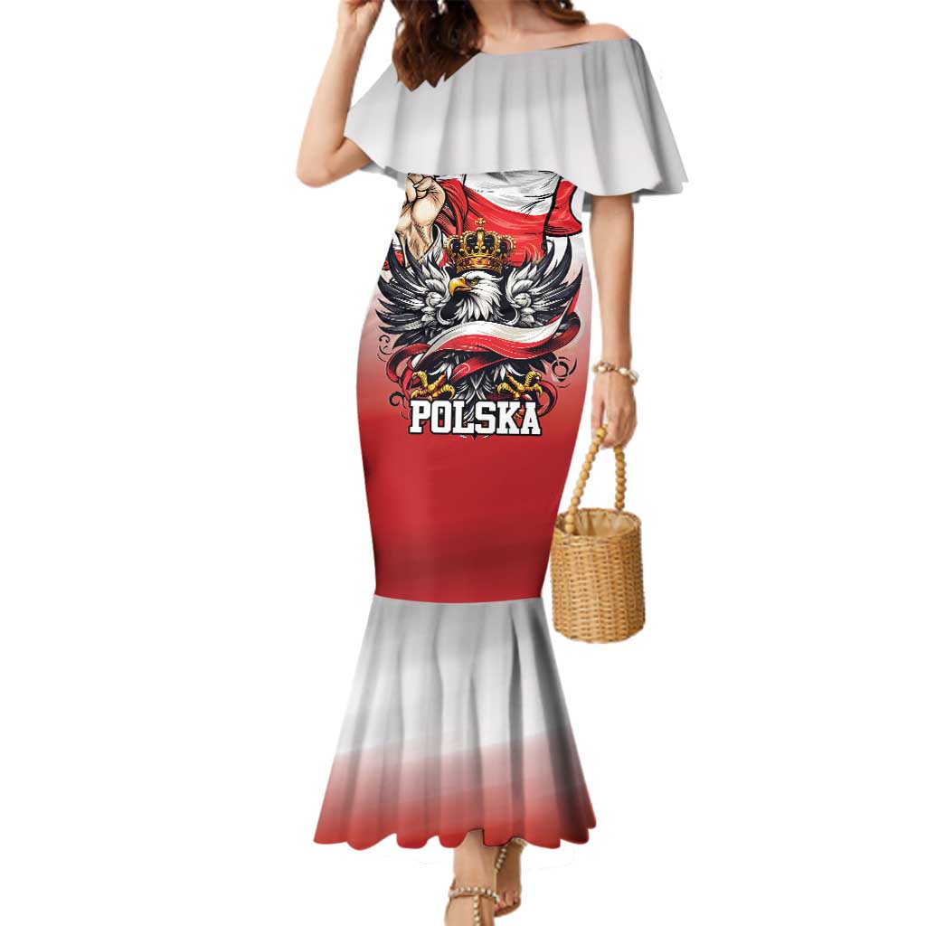 Poland Independence Day Family Matching Mermaid Dress and Hawaiian Shirt Polska White Eagle and Flag Style - Wonder Print Shop