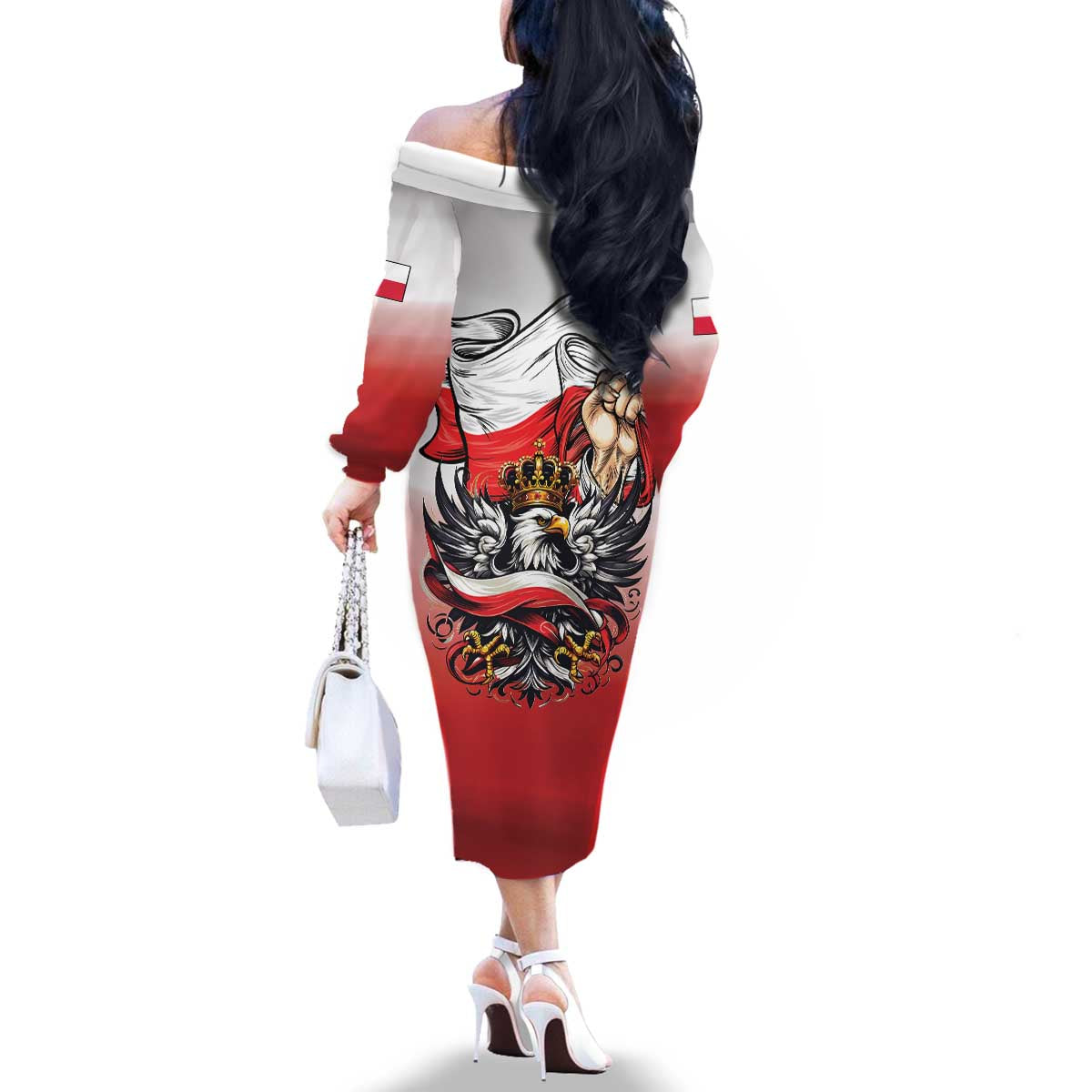 Poland Independence Day Family Matching Off The Shoulder Long Sleeve Dress and Hawaiian Shirt Polska White Eagle and Flag Style - Wonder Print Shop