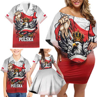 Poland Independence Day Family Matching Off Shoulder Short Dress and Hawaiian Shirt Polska White Eagle and Flag Style - Wonder Print Shop