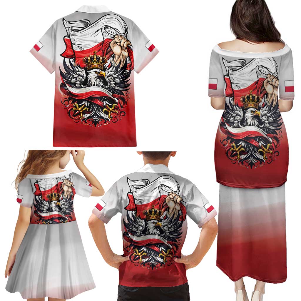 Poland Independence Day Family Matching Puletasi and Hawaiian Shirt Polska White Eagle and Flag Style - Wonder Print Shop
