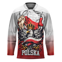 Poland Independence Day Hockey Jersey Polska White Eagle and Flag Style - Wonder Print Shop