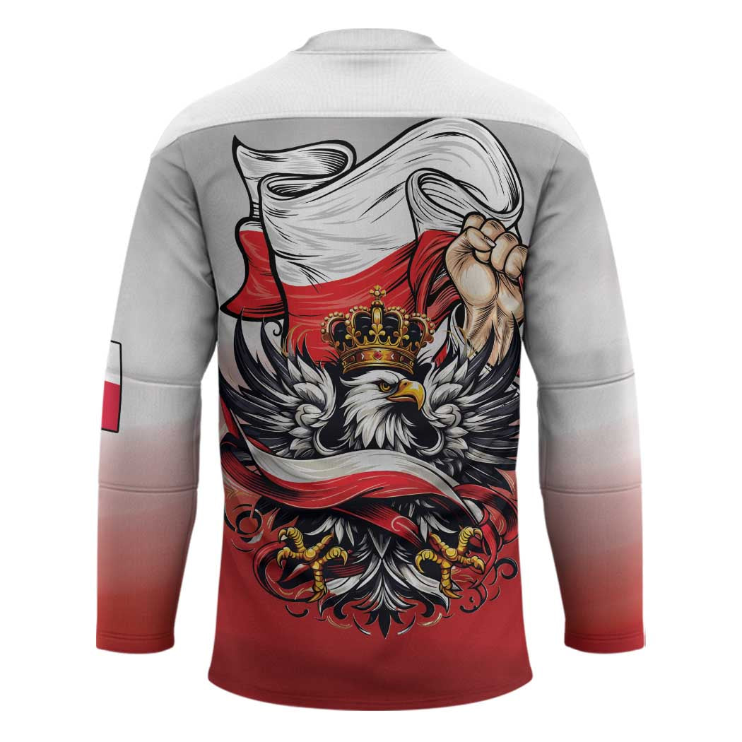 Poland Independence Day Hockey Jersey Polska White Eagle and Flag Style - Wonder Print Shop