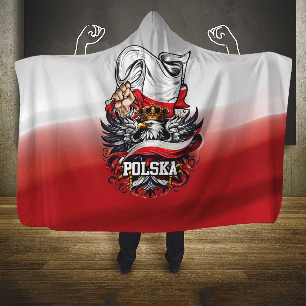 Poland Independence Day Hooded Blanket Polska White Eagle and Flag Style - Wonder Print Shop