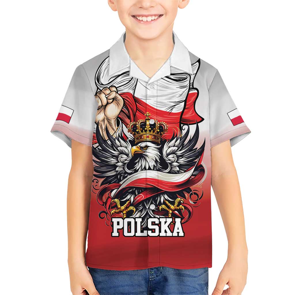 Poland Independence Day Kid Hawaiian Shirt Polska White Eagle and Flag Style - Wonder Print Shop