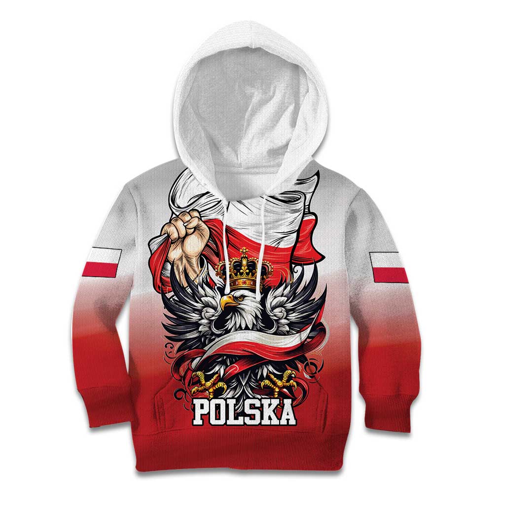 Poland Independence Day Kid Hoodie Polska White Eagle and Flag Style - Wonder Print Shop