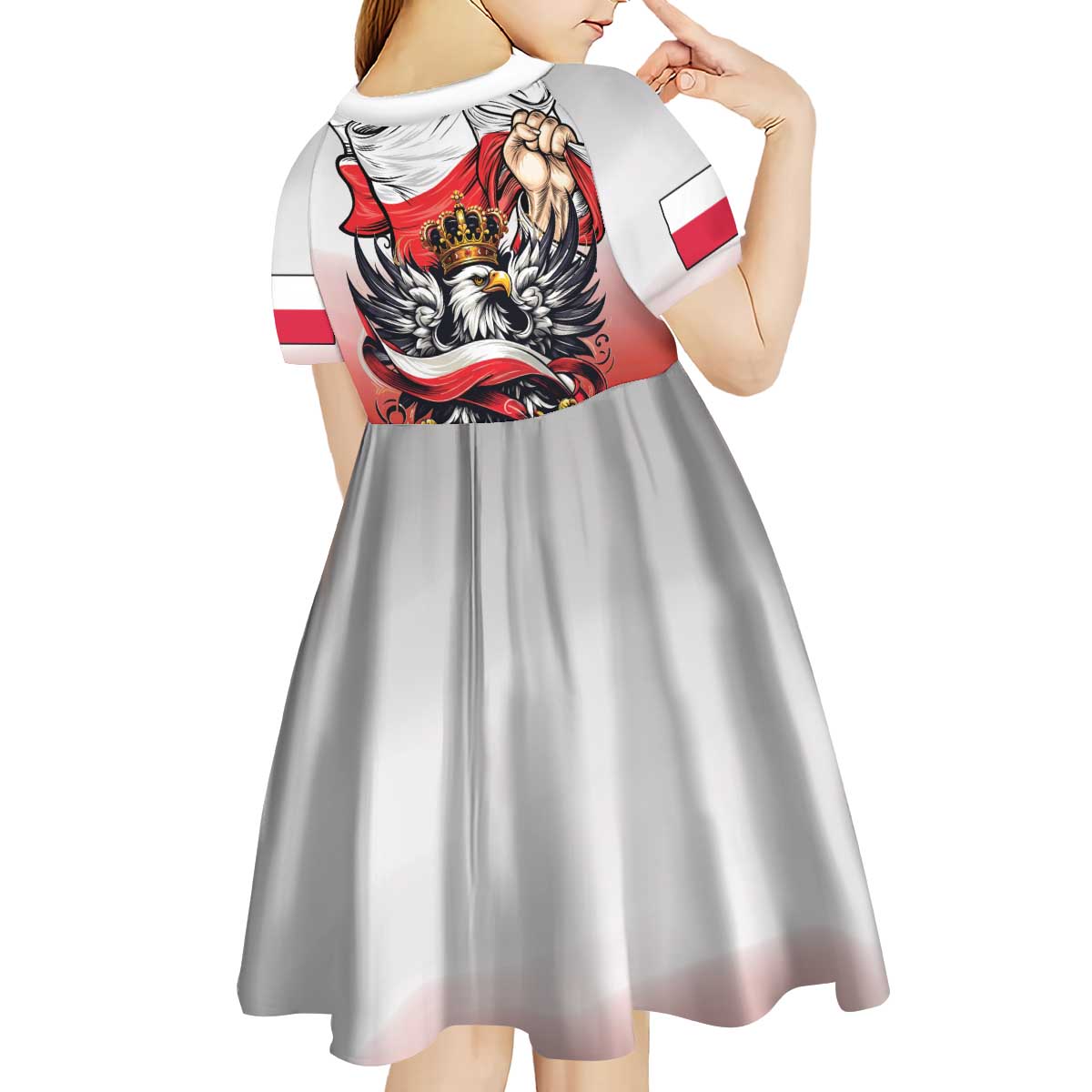 Poland Independence Day Kid Short Sleeve Dress Polska White Eagle and Flag Style - Wonder Print Shop