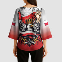 Poland Independence Day Kimono Sleeve Blouse Polska White Eagle and Flag Style - Wonder Print Shop