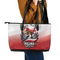 Poland Independence Day Leather Tote Bag Polska White Eagle and Flag Style - Wonder Print Shop