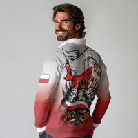 Poland Independence Day Long Sleeve Polo Shirt Polska White Eagle and Flag Style - Wonder Print Shop