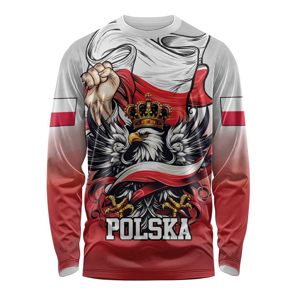 Poland Independence Day Long Sleeve Shirt Polska White Eagle and Flag Style - Wonder Print Shop