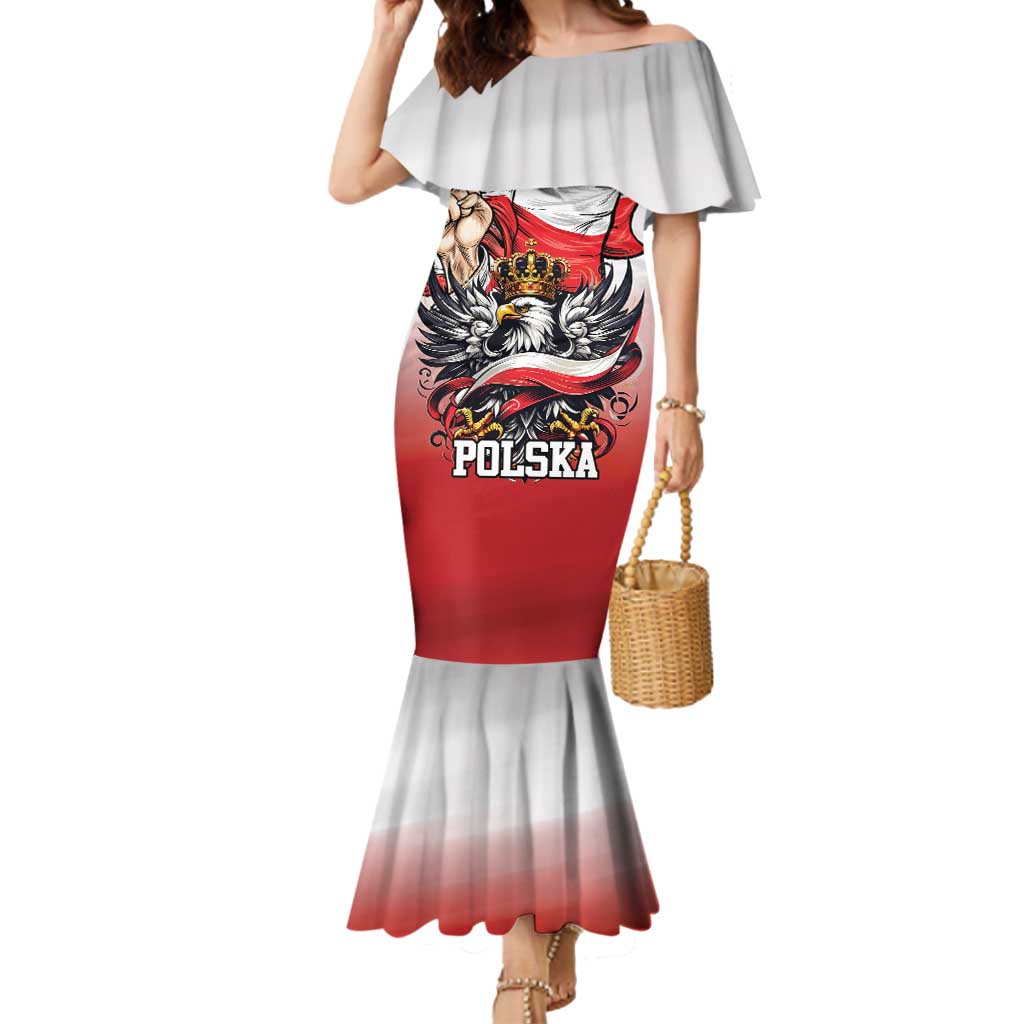 Poland Independence Day Mermaid Dress Polska White Eagle and Flag Style - Wonder Print Shop