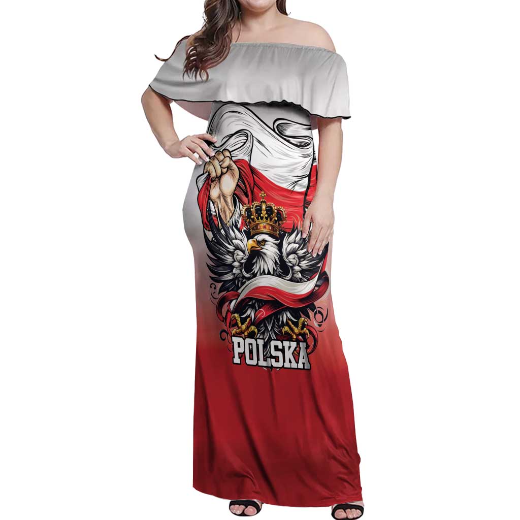 Poland Independence Day Off Shoulder Maxi Dress Polska White Eagle and Flag Style - Wonder Print Shop