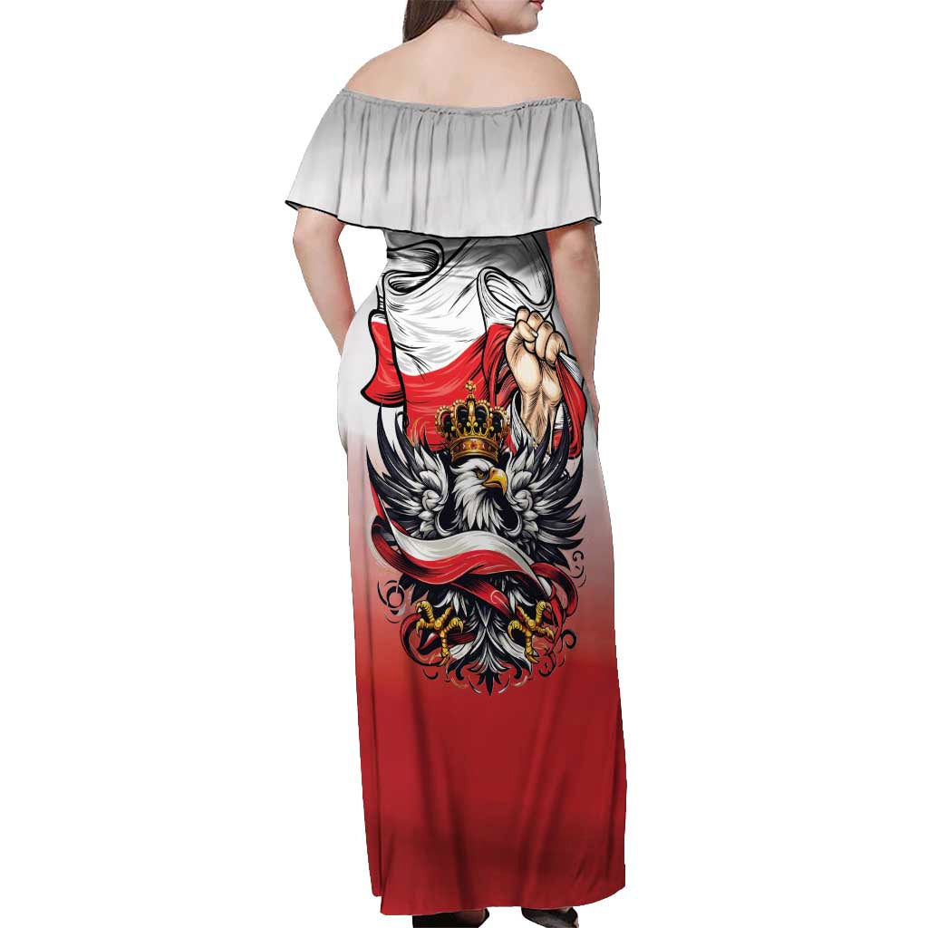 Poland Independence Day Off Shoulder Maxi Dress Polska White Eagle and Flag Style - Wonder Print Shop