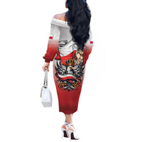 Poland Independence Day Off The Shoulder Long Sleeve Dress Polska White Eagle and Flag Style - Wonder Print Shop