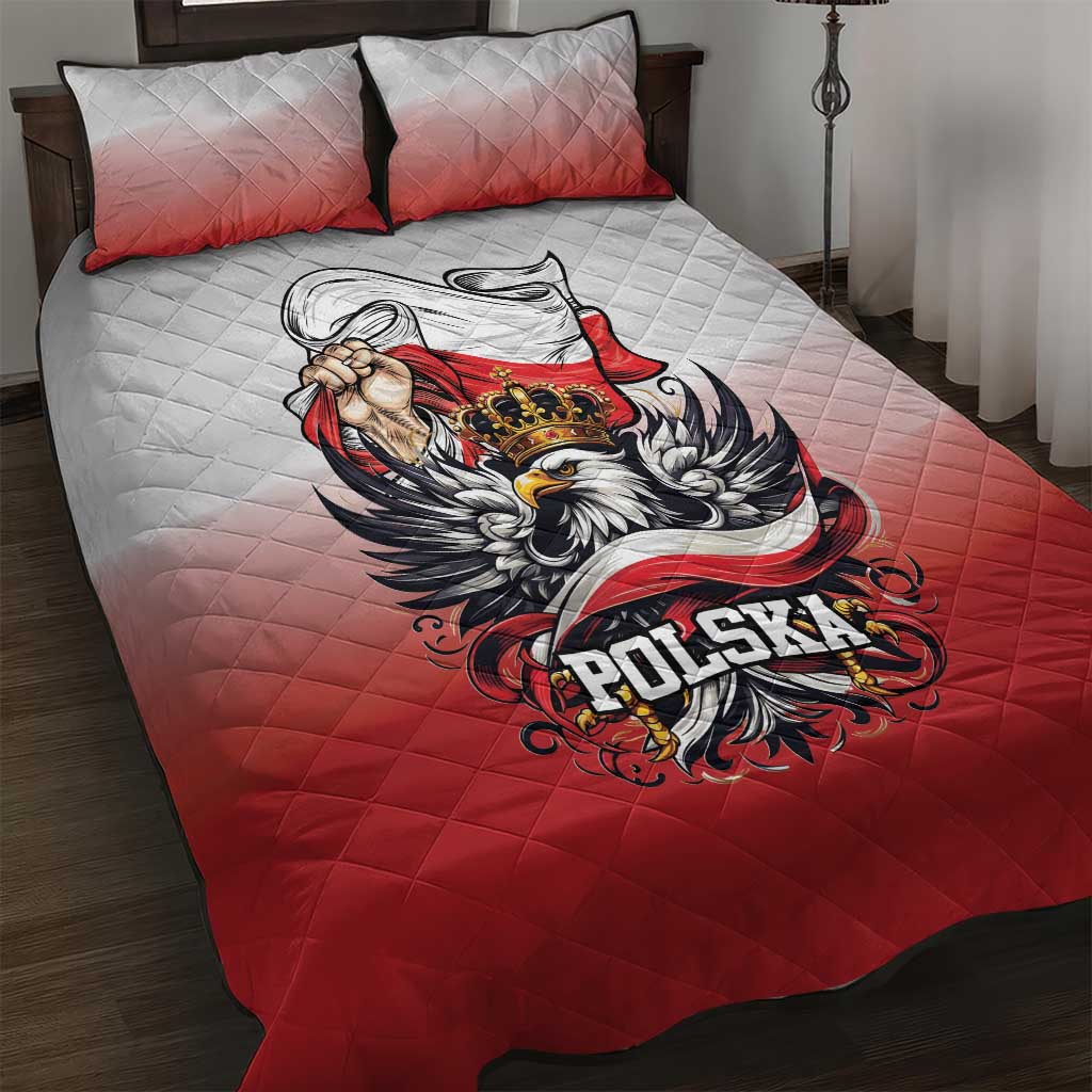 Poland Independence Day Quilt Bed Set Polska White Eagle and Flag Style - Wonder Print Shop