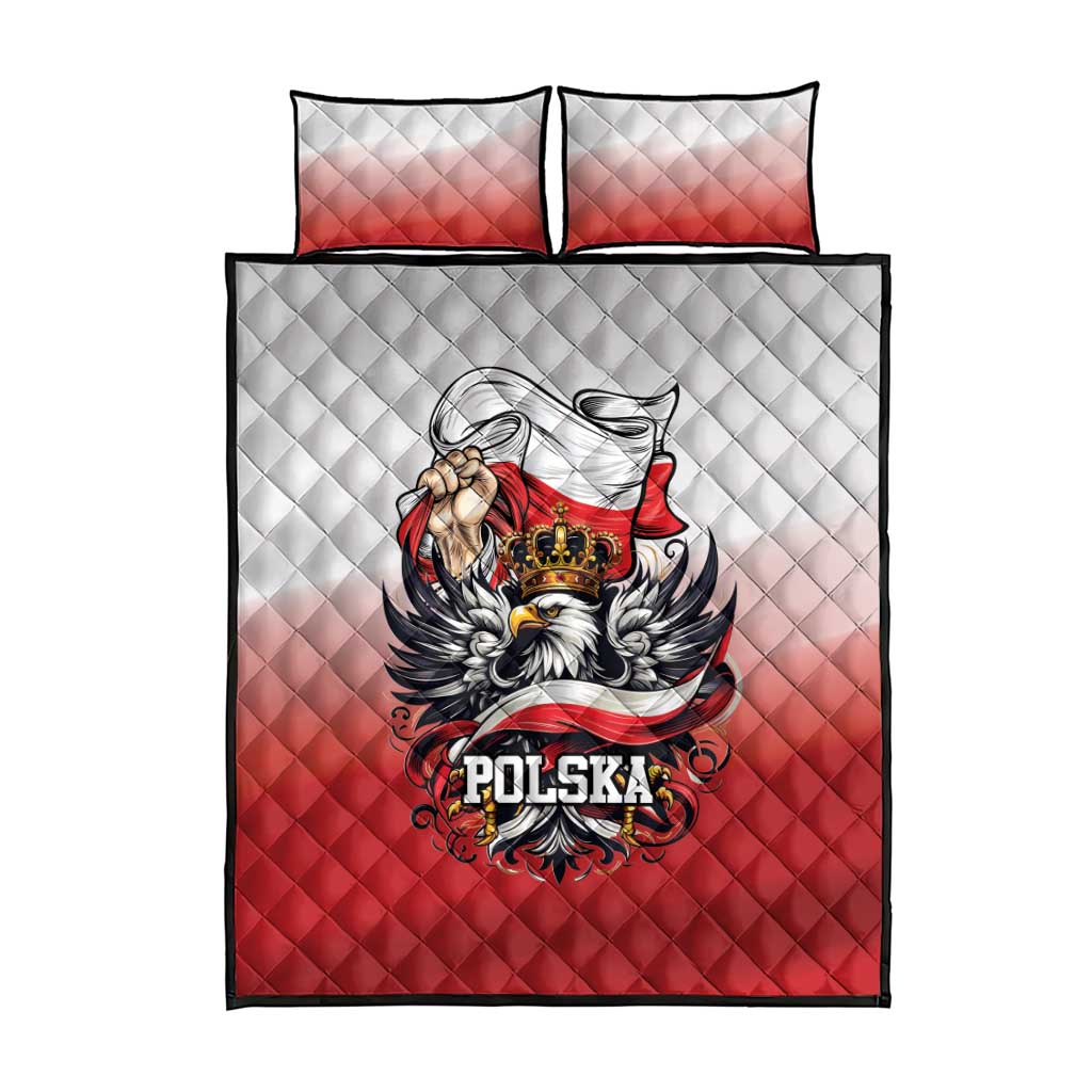 Poland Independence Day Quilt Bed Set Polska White Eagle and Flag Style - Wonder Print Shop