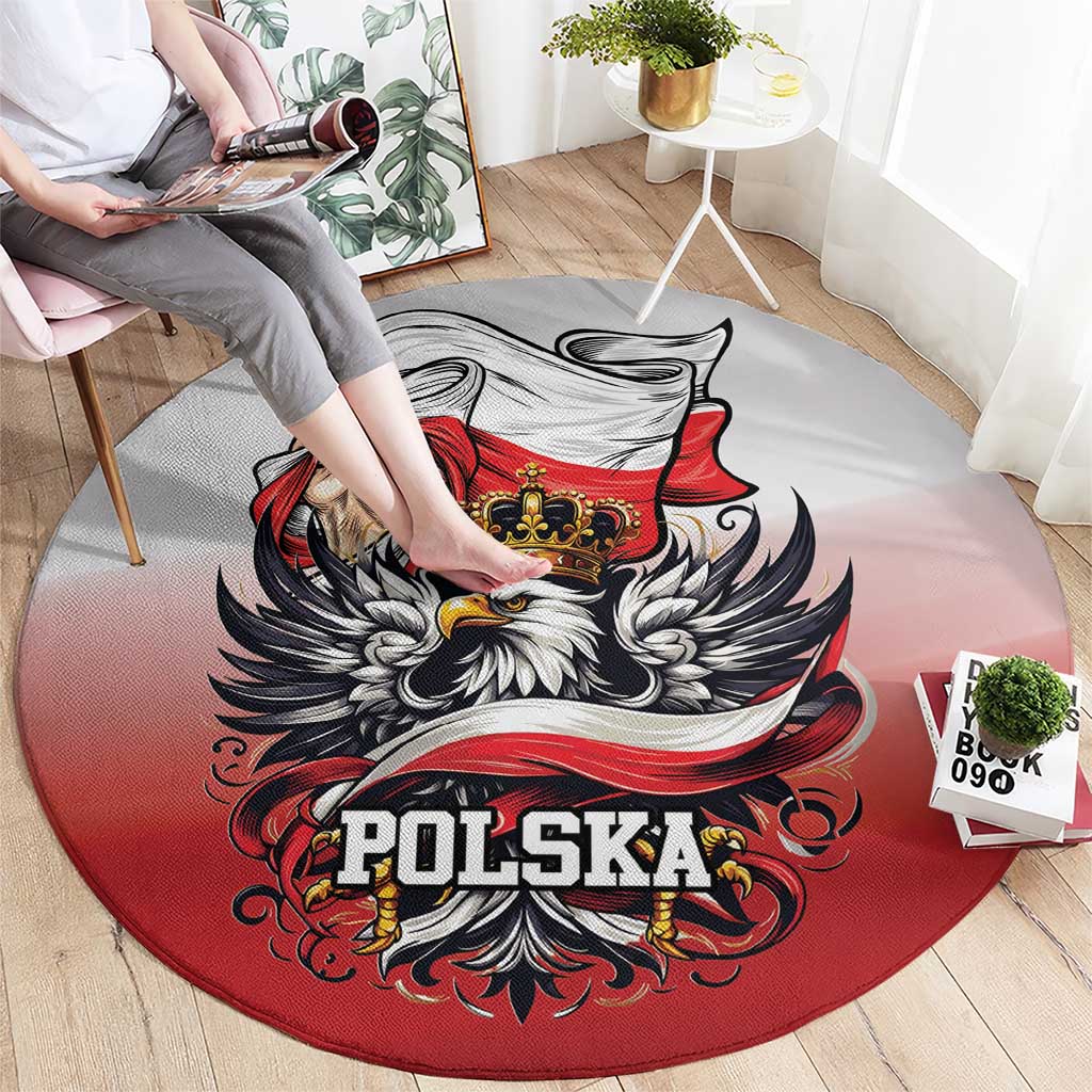 Poland Independence Day Round Carpet Polska White Eagle and Flag Style - Wonder Print Shop