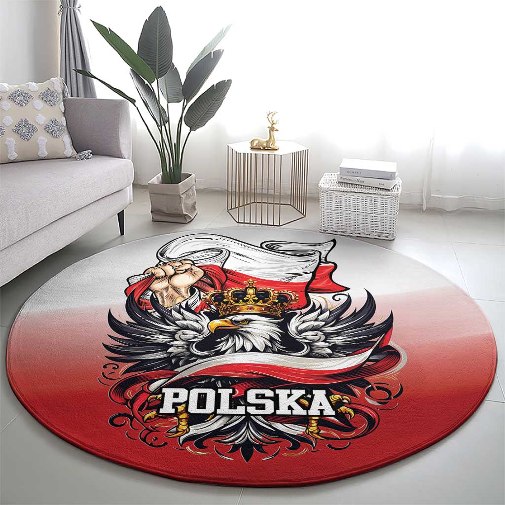 Poland Independence Day Round Carpet Polska White Eagle and Flag Style - Wonder Print Shop