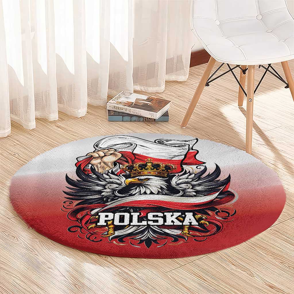 Poland Independence Day Round Carpet Polska White Eagle and Flag Style - Wonder Print Shop