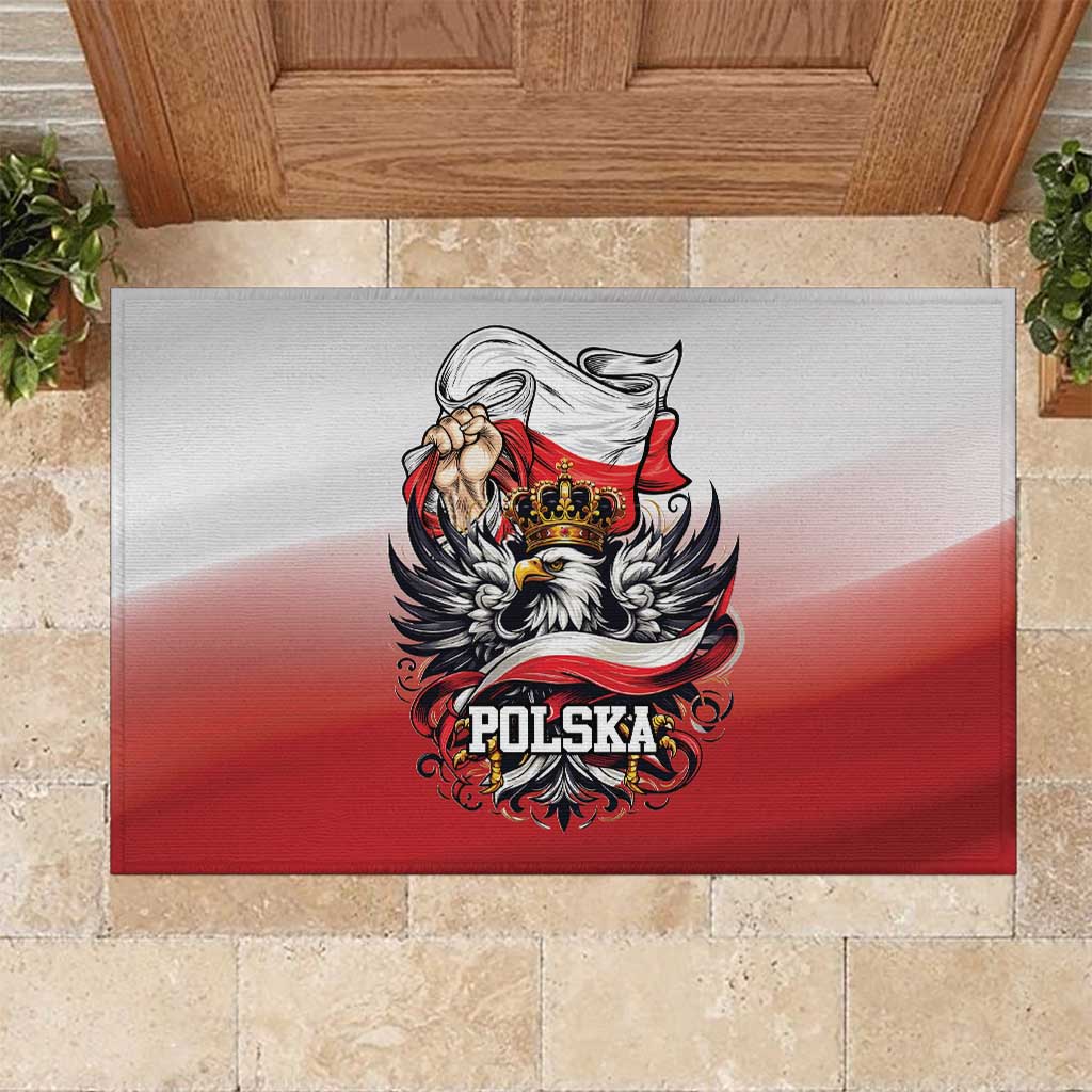 Poland Independence Day Rubber Doormat Polska White Eagle and Flag Style - Wonder Print Shop