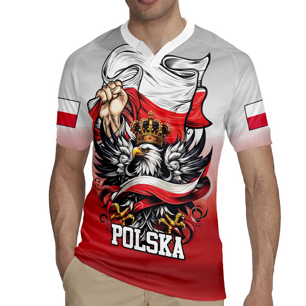 Poland Independence Day Rugby Jersey Polska White Eagle and Flag Style - Wonder Print Shop