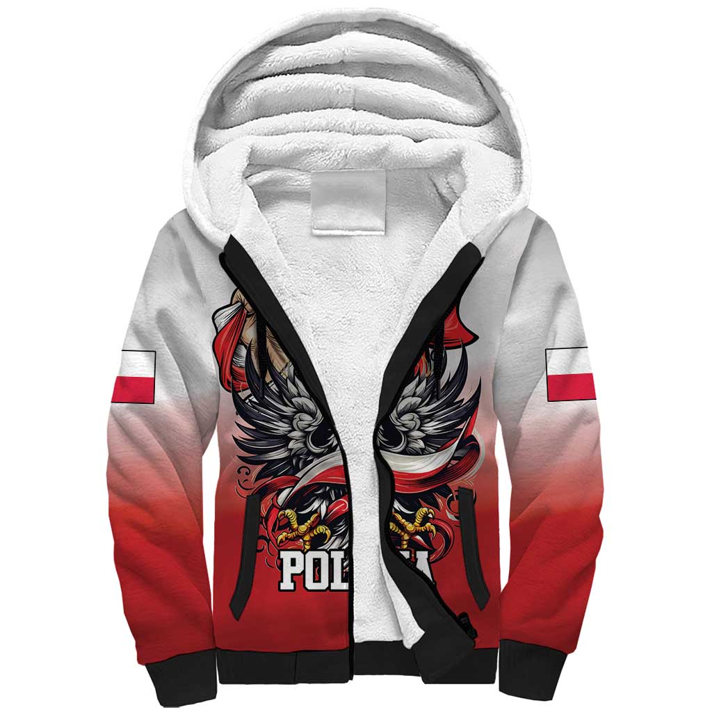 Poland Independence Day Sherpa Hoodie Polska White Eagle and Flag Style - Wonder Print Shop