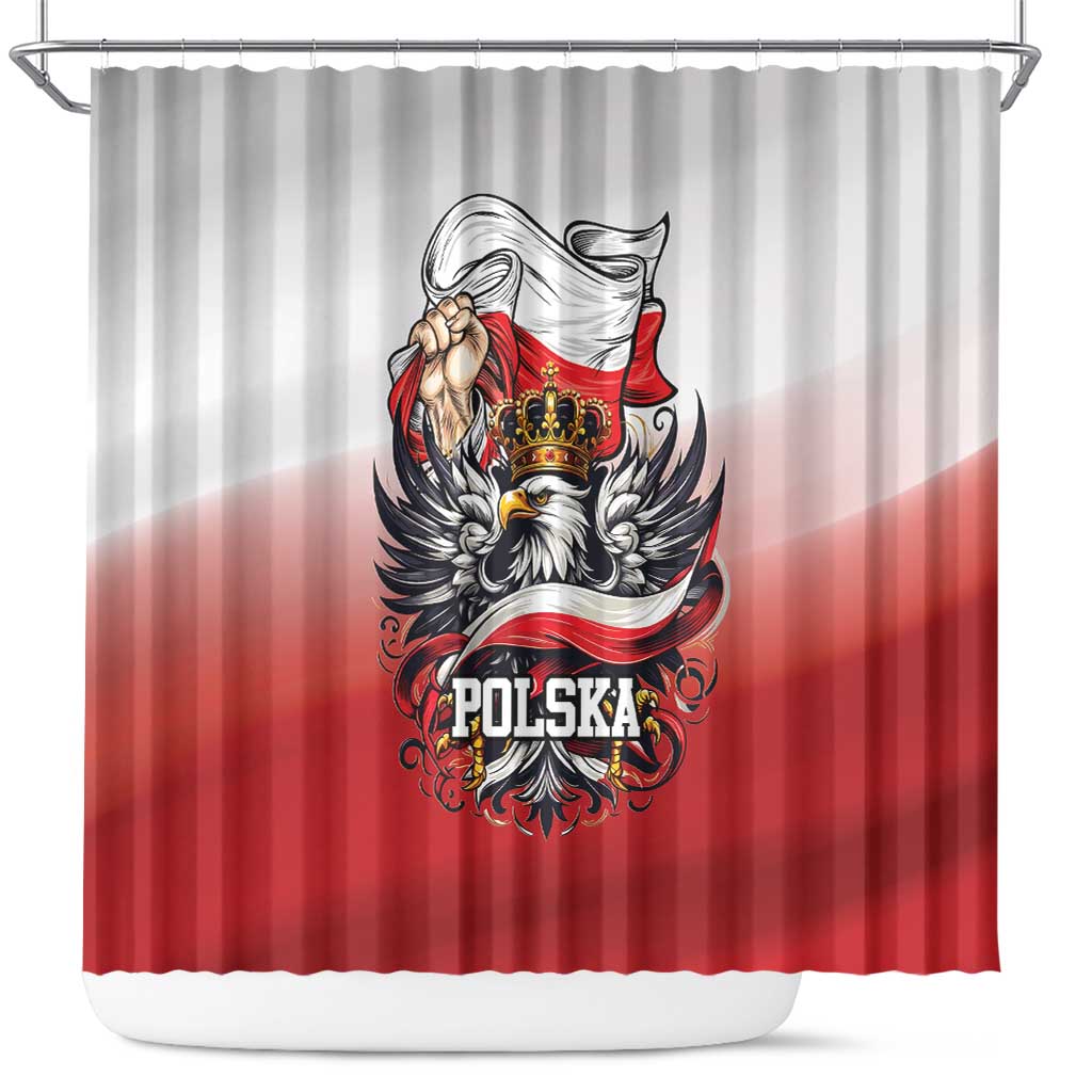 Poland Independence Day Shower Curtain Polska White Eagle and Flag Style - Wonder Print Shop