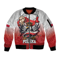 Poland Independence Day Sleeve Zip Bomber Jacket Polska White Eagle and Flag Style - Wonder Print Shop