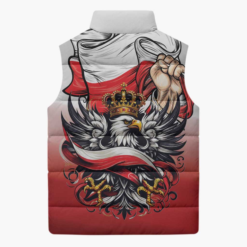 Poland Independence Day Sleeveless Puffer Jacket Polska White Eagle and Flag Style - Wonder Print Shop