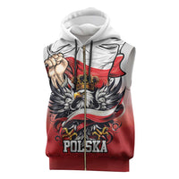 Poland Independence Day Sleeveless Zip Hoodie Polska White Eagle and Flag Style - Wonder Print Shop
