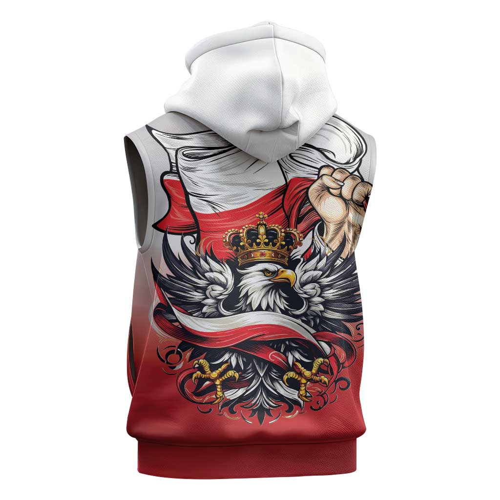 Poland Independence Day Sleeveless Zip Hoodie Polska White Eagle and Flag Style - Wonder Print Shop