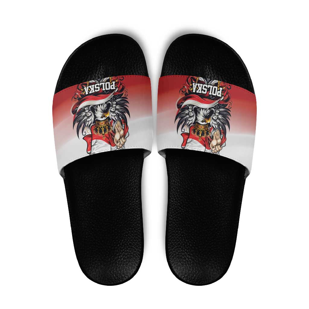 Poland Independence Day Slide Sandals Polska White Eagle and Flag Style - Wonder Print Shop