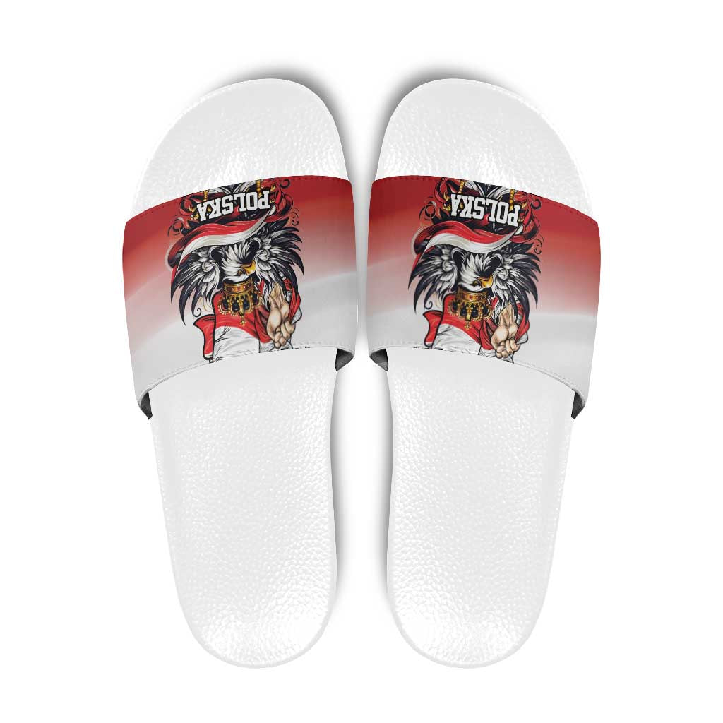 Poland Independence Day Slide Sandals Polska White Eagle and Flag Style - Wonder Print Shop