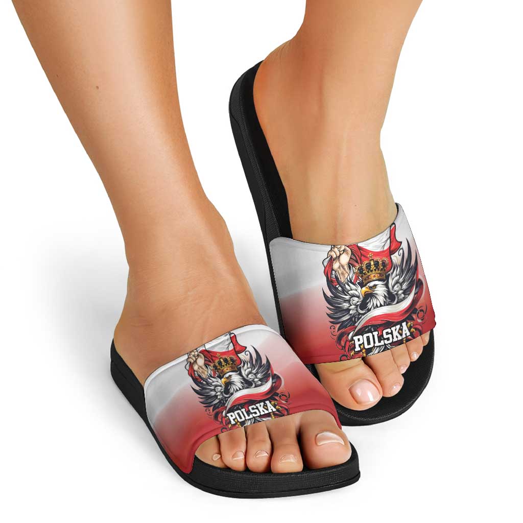 Poland Independence Day Slide Sandals Polska White Eagle and Flag Style - Wonder Print Shop
