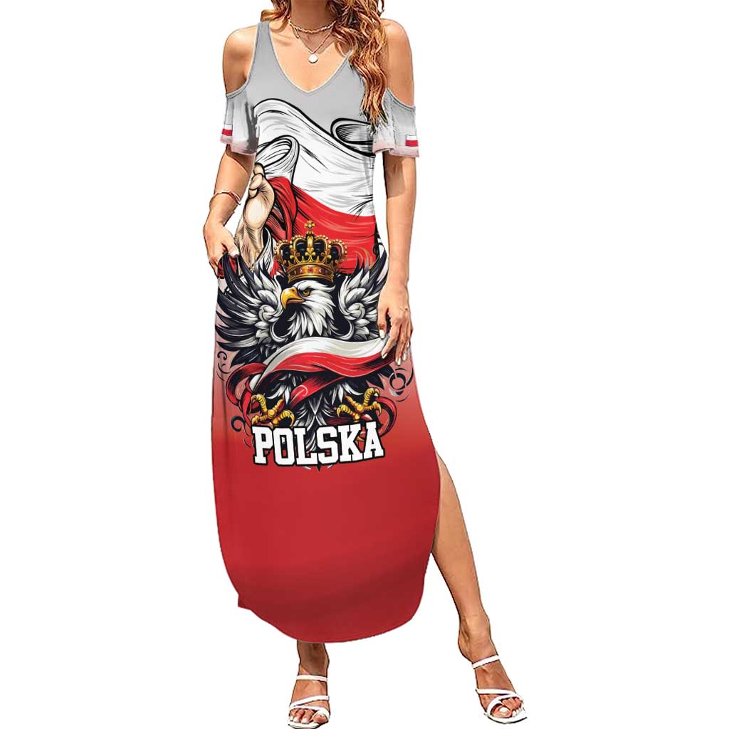Poland Independence Day Summer Maxi Dress Polska White Eagle and Flag Style - Wonder Print Shop