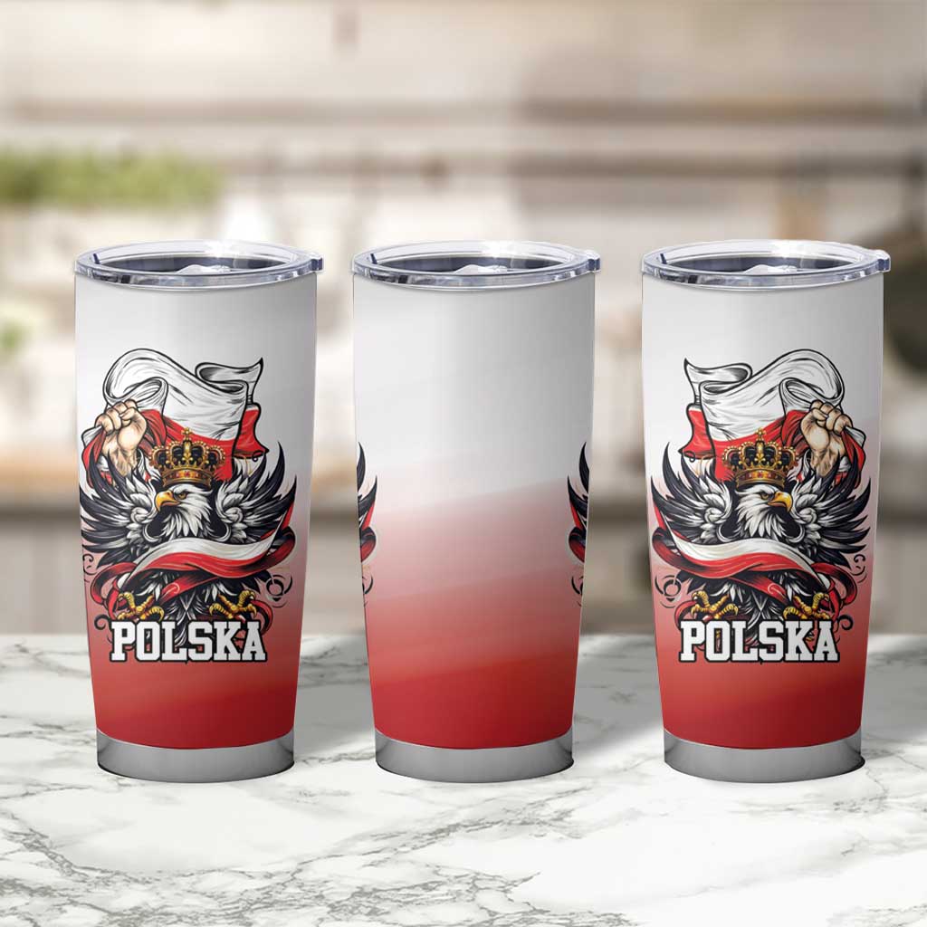 Poland Independence Day Tumbler Cup Polska White Eagle and Flag Style - Wonder Print Shop