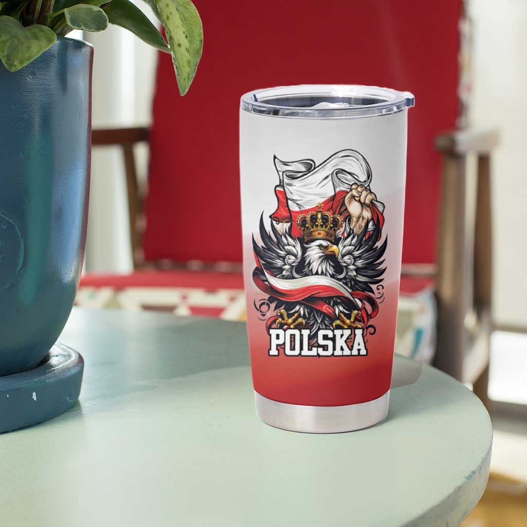 Poland Independence Day Tumbler Cup Polska White Eagle and Flag Style - Wonder Print Shop