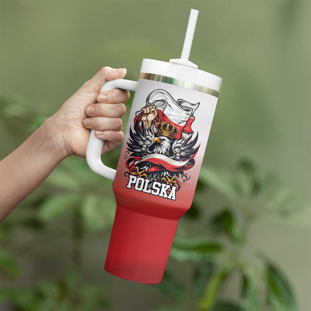 Poland Independence Day Tumbler With Handle Polska White Eagle and Flag Style - Wonder Print Shop