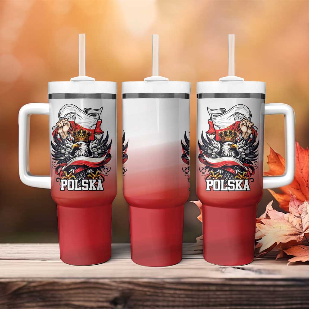 Poland Independence Day Tumbler With Handle Polska White Eagle and Flag Style - Wonder Print Shop