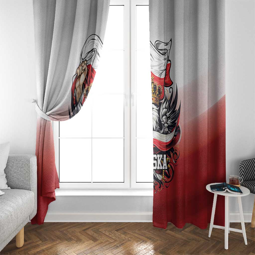 Poland Independence Day Window Curtain Polska White Eagle and Flag Style - Wonder Print Shop