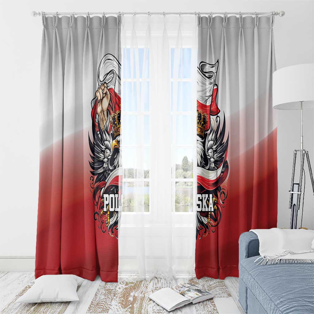 Poland Independence Day Window Curtain Polska White Eagle and Flag Style - Wonder Print Shop