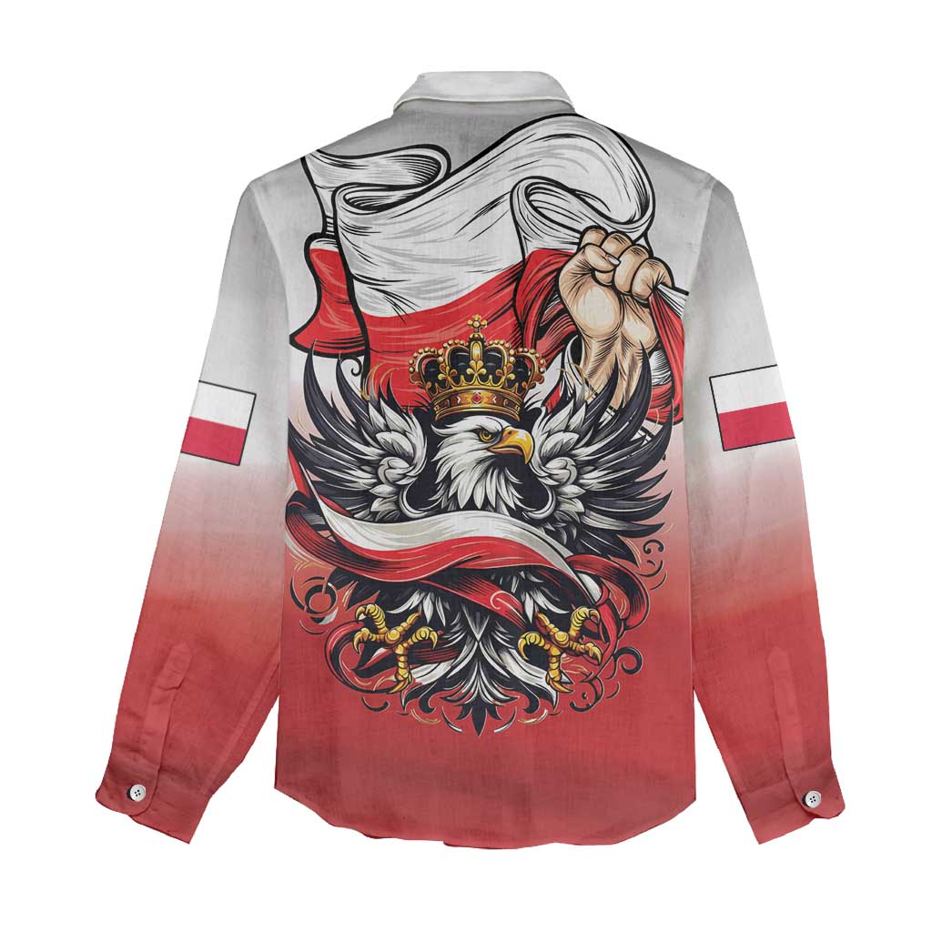 Poland Independence Day Women Casual Shirt Polska White Eagle and Flag Style - Wonder Print Shop