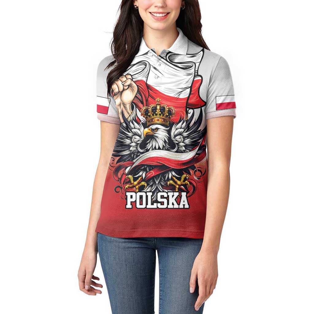Poland Independence Day Women Polo Shirt Polska White Eagle and Flag Style - Wonder Print Shop