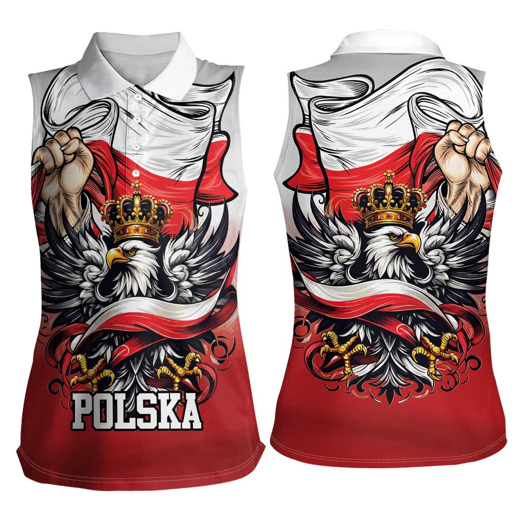 Poland Independence Day Women Sleeveless Polo Shirt Polska White Eagle and Flag Style - Wonder Print Shop