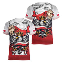 Poland Independence Day Women V-Neck T-Shirt Polska White Eagle and Flag Style - Wonder Print Shop